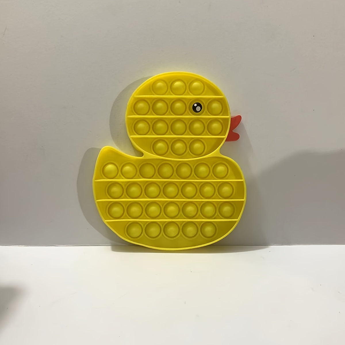 Yellow Silicone Duck Shaped Pop Bubble Fidget Toy for Anxiety Reduction