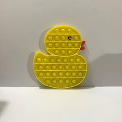 Yellow Silicone Duck Shaped Pop Bubble Fidget Toy for Anxiety Reduction