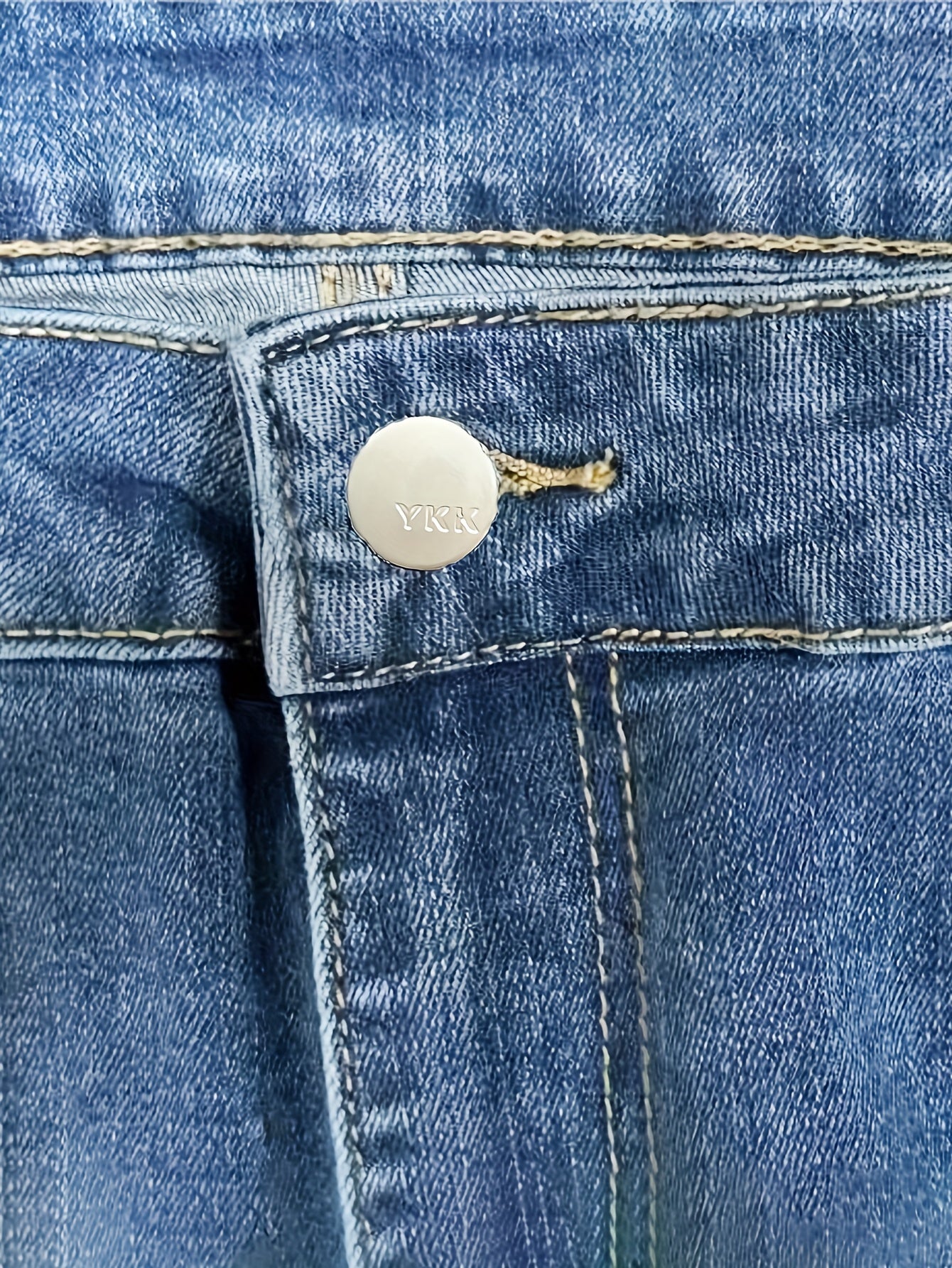  Washed Ripped Button Fly High Skinny Jeans