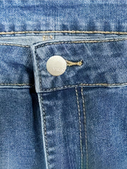 Washed Ripped Button Fly High Skinny Jeans