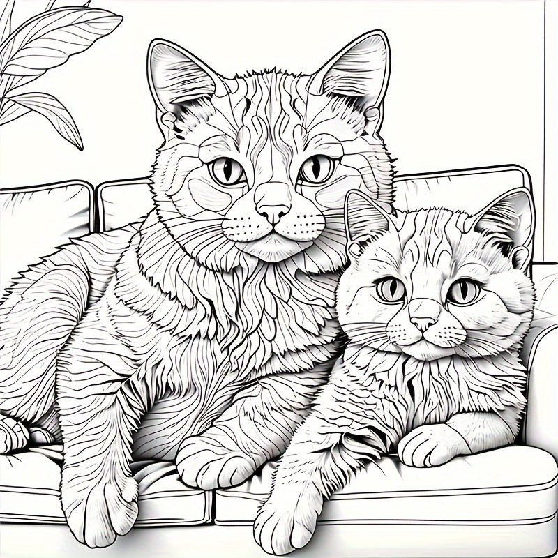 Lazy Cat Coloring Book for Adults 20 Pages Watercolor Paper
