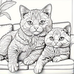Lazy Cat Coloring Book for Adults 20 Pages Watercolor Paper