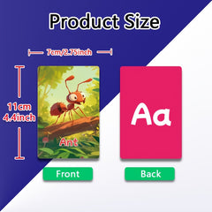 26pcs Double Sided Alphabet Flash Cards Uppercase & Lowercase Letters Phonics
