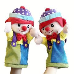 Plush Clown Puppet Hand Finger Puppet Expressive Eyes Vibrant Colors