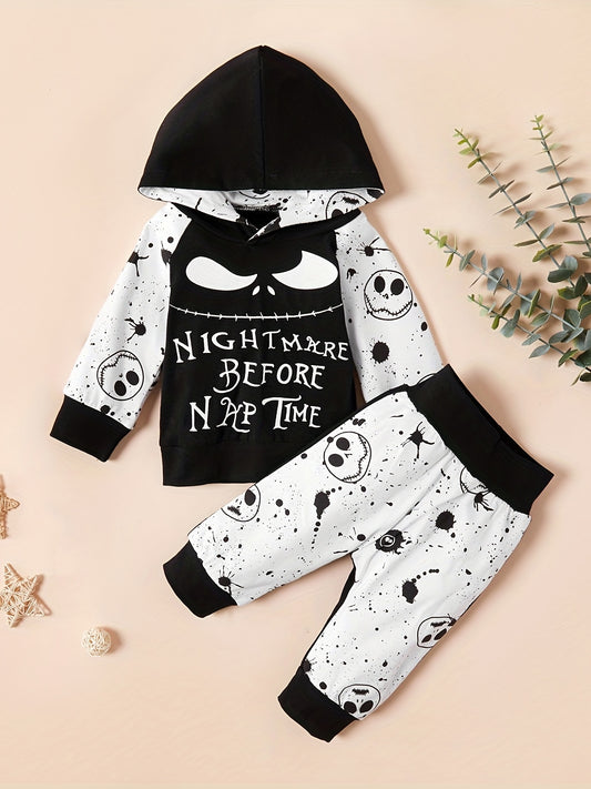 2pcs Baby Boy's Skull Ghost Halloween Costume Set