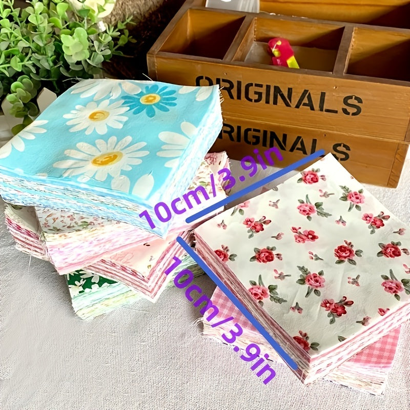 50pcs Twill Pastoral Flowers and Plants Series Quilt DIY Patchwork