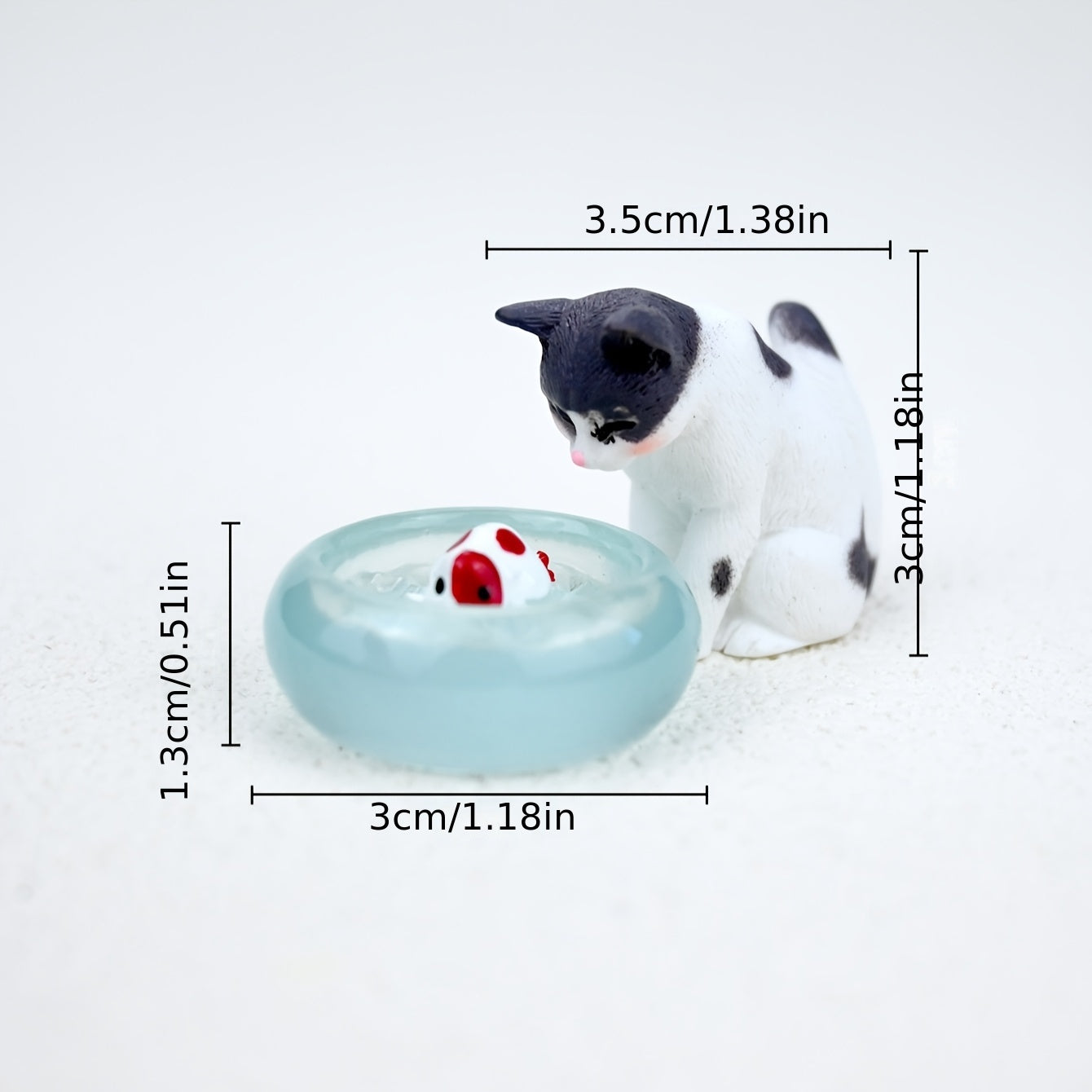 Cat and Fish Scene Set Dollhouse Accessories Micro Landscape Decorations