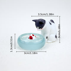 Cat and Fish Scene Set Dollhouse Accessories Micro Landscape Decorations