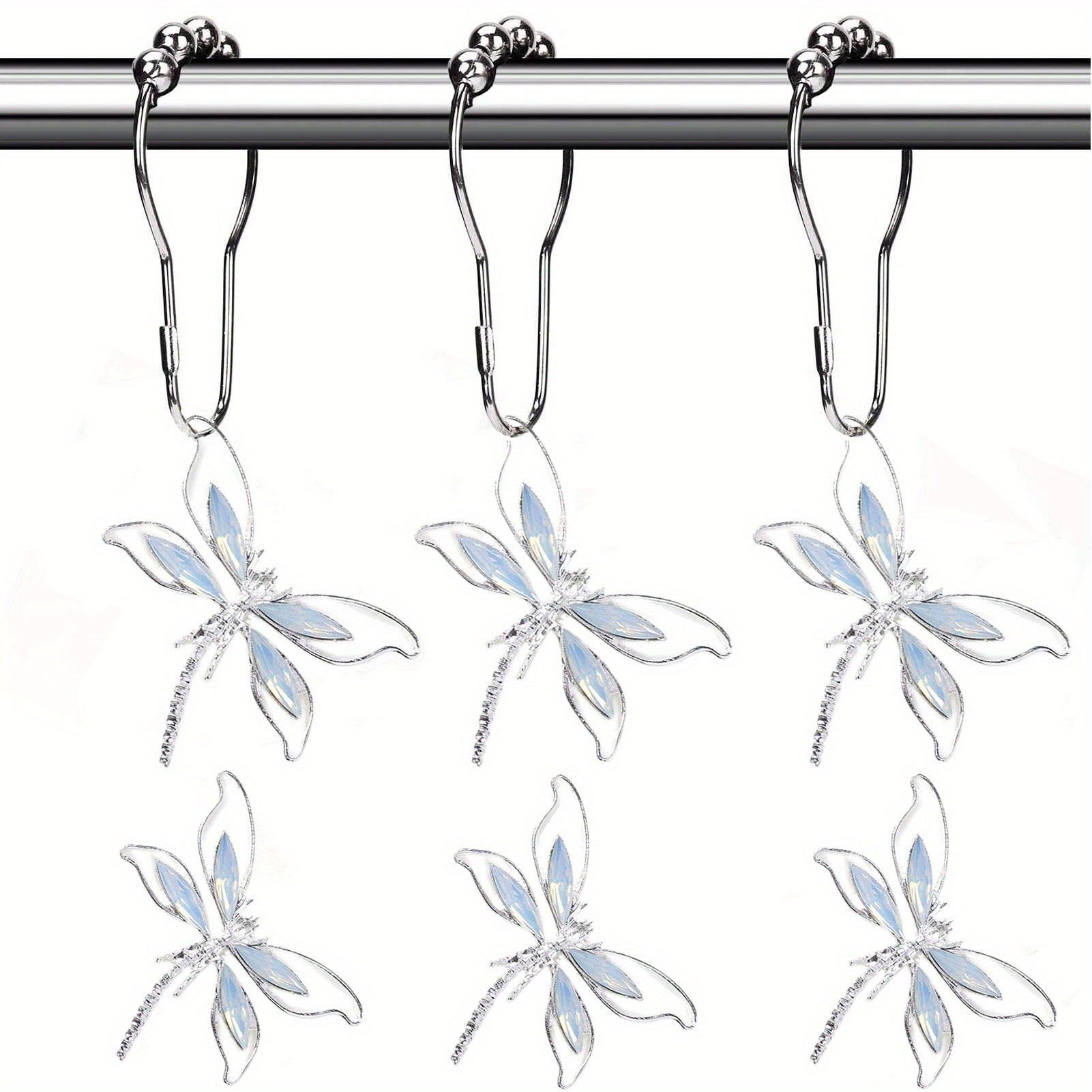 Dragonfly Shower Curtain Hook Rust-proof Rings Bathroom Decor
