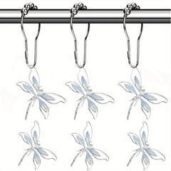 Dragonfly Shower Curtain Hook Rust-proof Rings Bathroom Decor