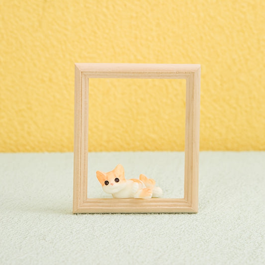 Mini Wooden Photo Frame for Dolls Beige Decor DIY Craft Doll Accessory