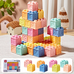 Soft Rubber Building Blocks for Babies, Silicone Chew Toys