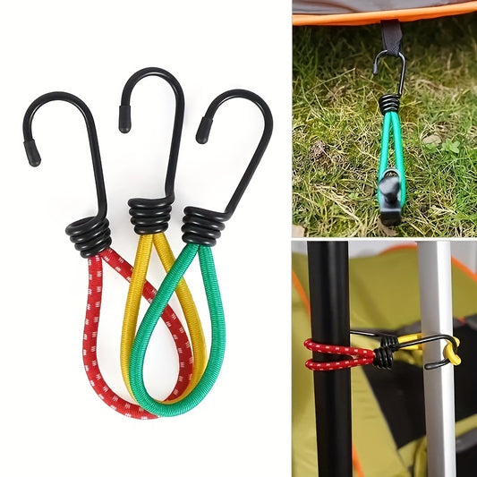 3pcs Outdoor Camping Tent Elastic Rope Buckle Fixed Elastic Bundle Rope Hook