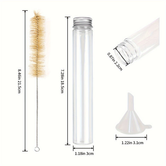 18pcs 115ml Transparent Plastic Test Tubes With Screw Caps and Funnels