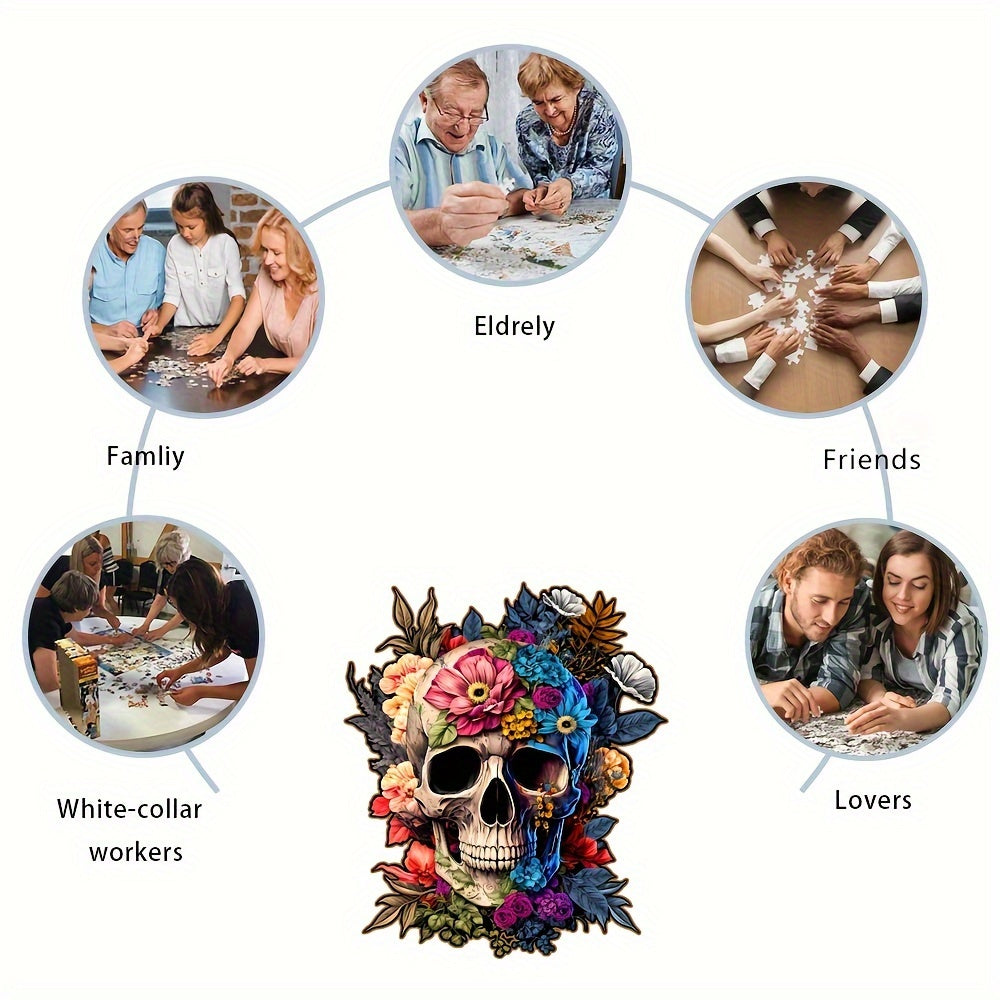 Artistic Skull Wooden Jigsaw Puzzle for Adults