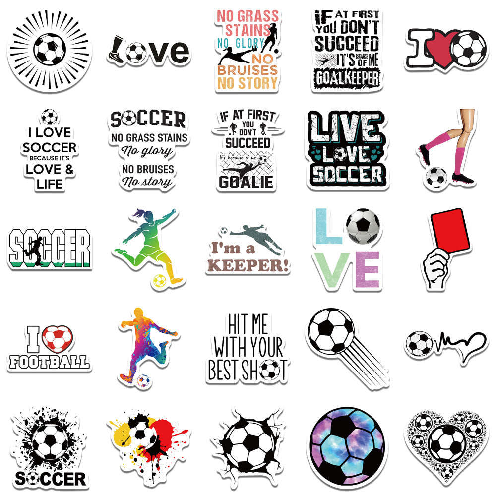 Set of 50 Unique Football Stickers for Water Bottles Helmets Luggage & More