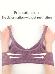 3pcs Lace Wireless Bras Breathable Zipper Intimates Bra Women's Lingerie