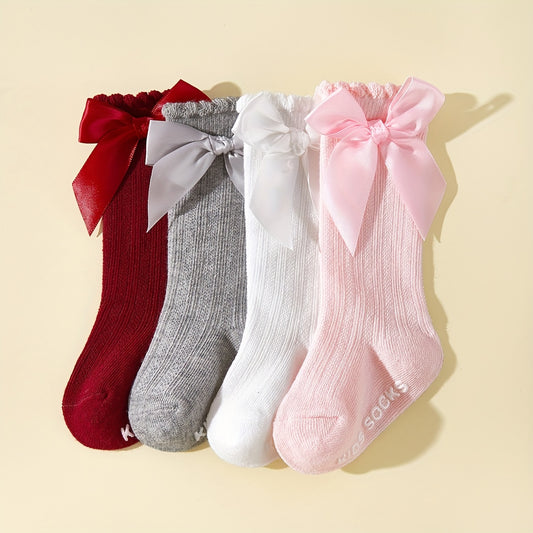 Baby Girls Bow Decor Anti Mosquito Knee High Stocking Socks