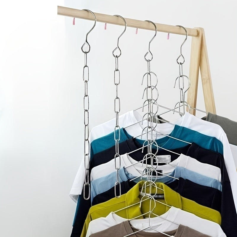 Collapsible Stainless Steel Chain Clothes Hanger Organizer