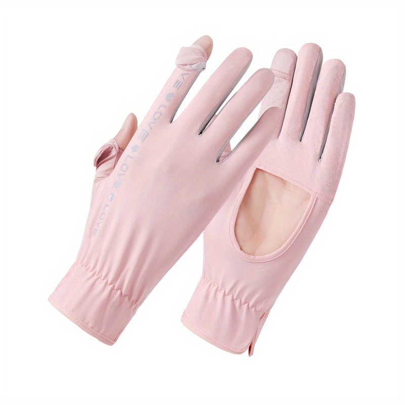 Breathable Elastic Sunscreen Gloves for Women