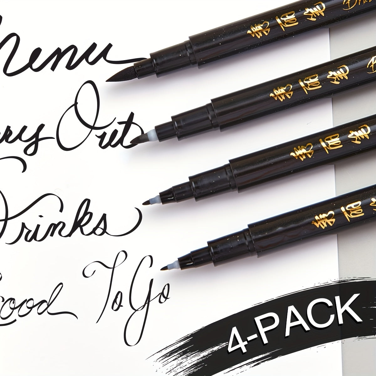 4pcs Hand Lettering Pens Set Waterproof Brush Markers for Calligraphy & Art