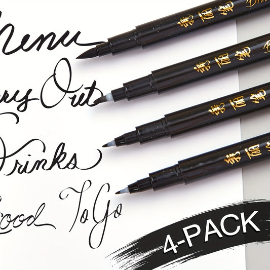 4pcs Hand Lettering Pens Set Waterproof Brush Markers for Calligraphy & Art