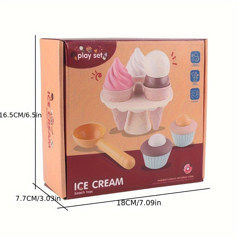 16 Sets Reusable Play Food Dessert Ice Cream Cake Models Rotating Functions