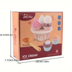 16 Sets Reusable Play Food Dessert Ice Cream Cake Models Rotating Functions