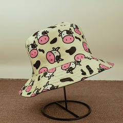 Foldable Cow Print Sunshade Bucket Hat