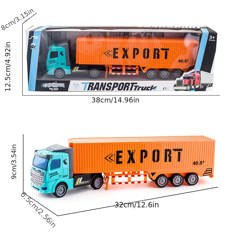 Boys' Pull Back Transport Truck Model Set - Dump, Container, Tank Truck