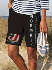  Women's Flag & Letter Print Fitness Pants