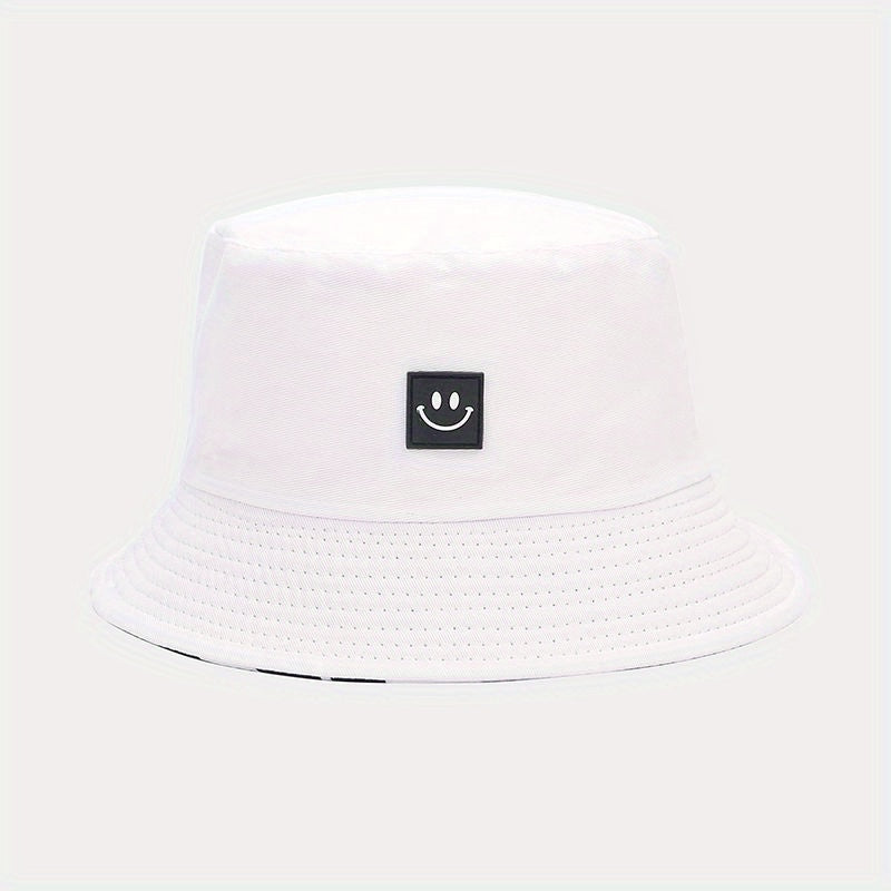 1pc Versatile Bucket Hat Double Sided Smile Face Cow Pattern Sun Hat