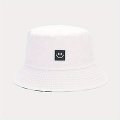 1pc Versatile Bucket Hat Double Sided Smile Face Cow Pattern Sun Hat