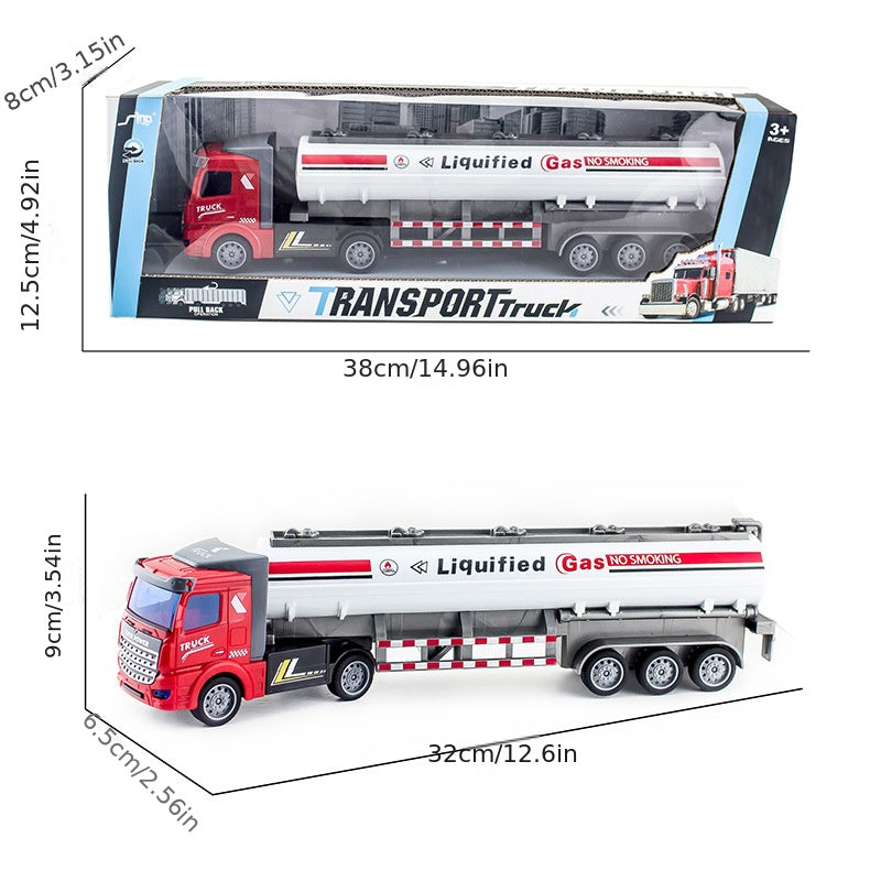 Boys' Pull Back Transport Truck Model Set - Dump, Container, Tank Truck
