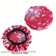 Leopard Flower Print Satin Bonnet Silk Night Sleep Cap