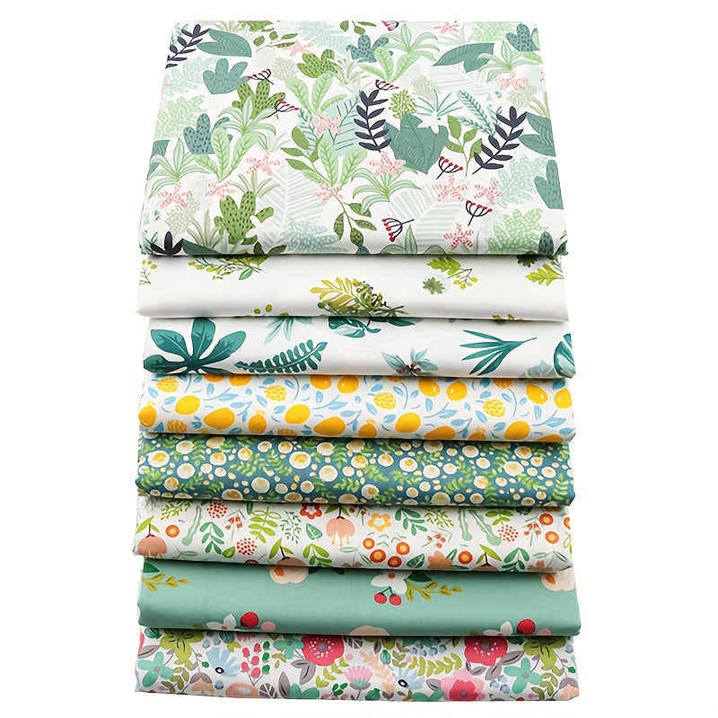 8pcs Colored Plant Flowers Patchwork Fabric DIY Sewing Quilting