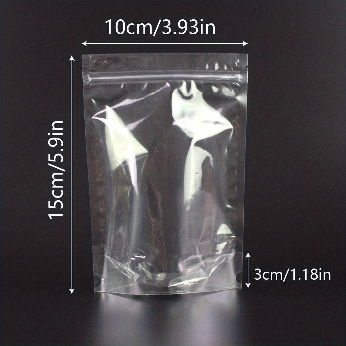 50pcs Clear Stand Up Bags With Zipper for Food Storage Dried Fruit Snack Nut Tea