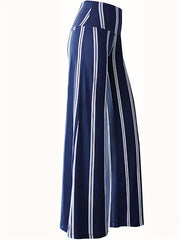 Striped High Waist Wide Leg Pants for Women