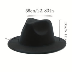 Double Sided Felt Jazz Hat Solid Warm Cowboy Hat