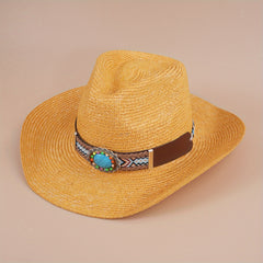 Cowboy Straw Hat Summer Sun Protection Jazz Large Brim Beach Hat