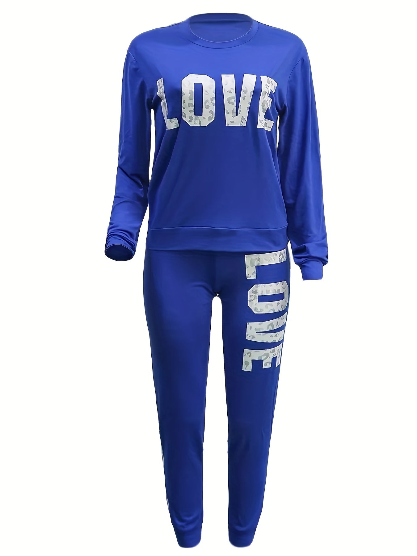 Women's Plus Art Letter Print Top & Joggers Outfits Set
