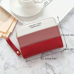 Colorblock Short Wallet Zipper Coin Purse Credit Card Case