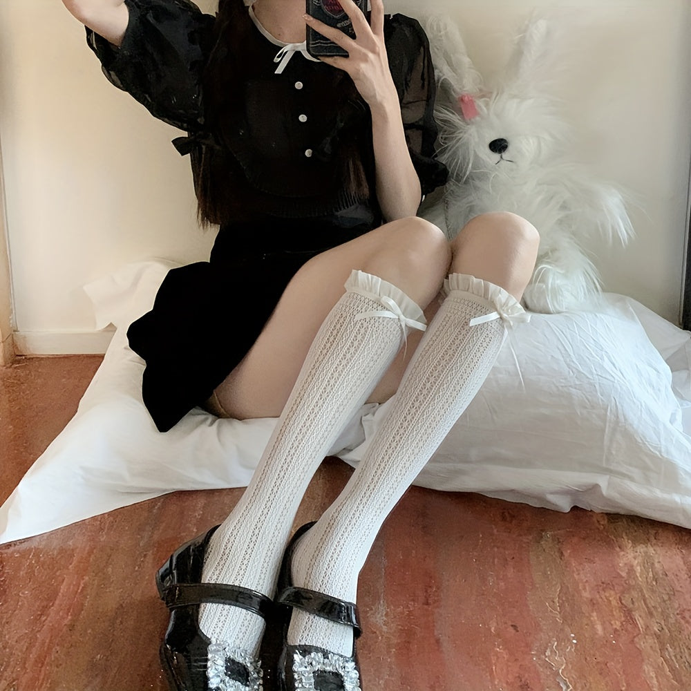 Ruffle Lace Calf Socks Sweet & Knee High Socks Women's Stockings