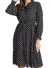 Polka Dot Print Bow Front Maxi Dress Plus Size Women's Long Dress