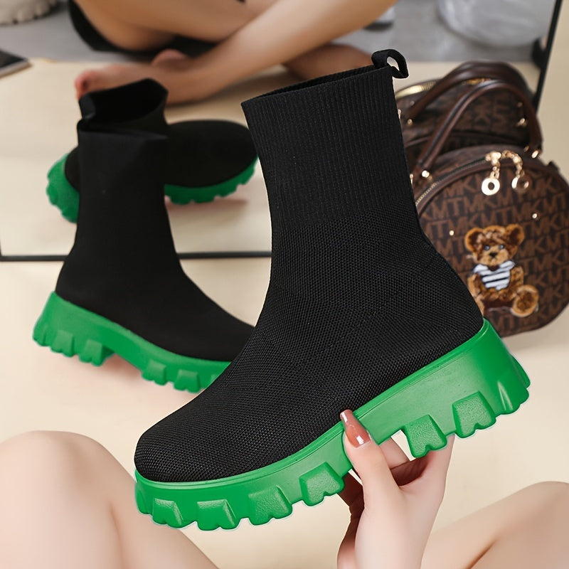 Minimalist Knit Slip On Boots