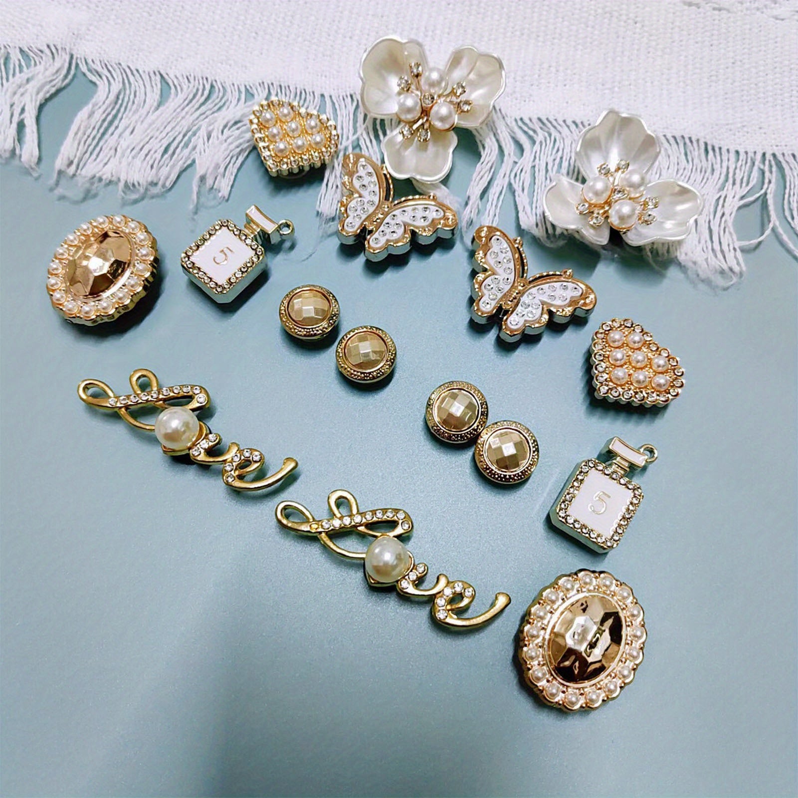 16pcs Butterfly & Flowers Shoe Charms For Clogs Garden Shoes DIY Accessories