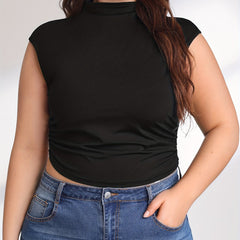  Ribbed Turtle Neck Crop Tank Top