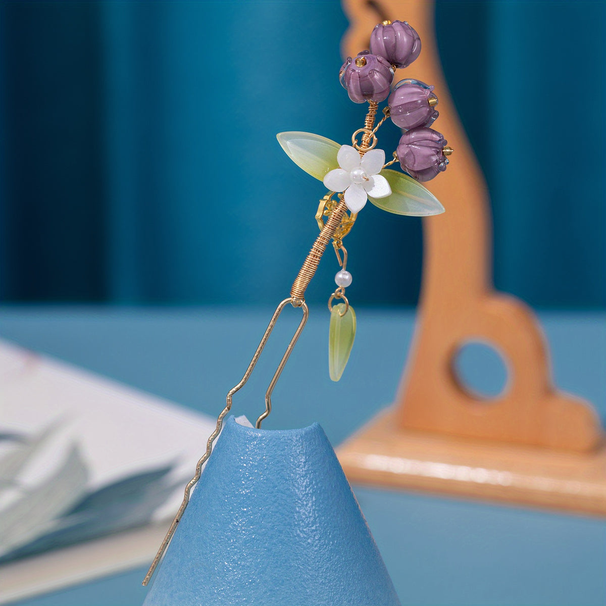 Chinese Style Purple Lily Of The Valley U-shaped Hairpin