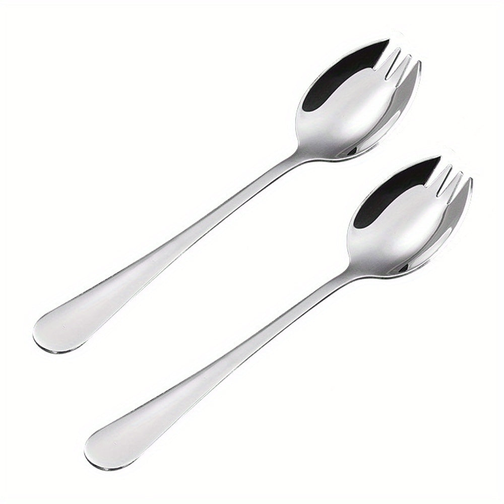 4PCS Stainless Steel Spork Salad Spoon Fork Honey Dessert Ice Cream Scoop Fork