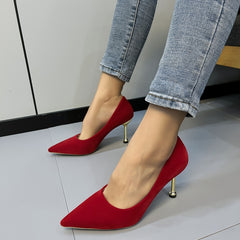 Women's Pointed Toe Metal Heel High Heels Stiletto Pumps